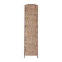 HOMCOM 6' Tall Wicker Weave 3 Panel Room Divider Wall Divider, Natural Wood(m-9)