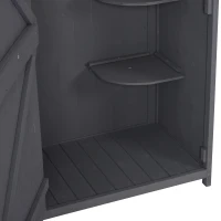 Outsunny 30" x 21" x 71" Garden Storage Shed, Outdoor Storage Shed with 3 Tier Shelves, Workshop Yard Tool Utility Storage House Water-resistant All-weather Cover Spire Roof, Grey(m-8)