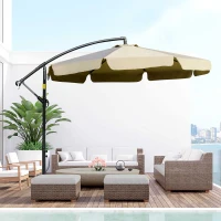 Outsunny 9' Offset Hanging Patio Umbrella, Cantilever Umbrella with Easy Tilt Adjustment, Cross Base and 8 Ribs for Backyard, Poolside, Lawn and Garden, Brown(m-2)