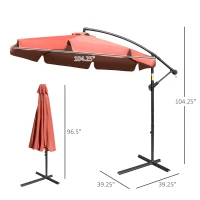 Outsunny 9' Cantilever Patio Umbrella, Wine Red - Elegant Hanging Sun Shade with Easy Handle for Outdoor Comfort(m-2)