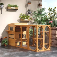 PawHut Outdoor Cat House, 3-Tier Kitty Shelter with 5 Escape Doors, Weather Resistant, Yellow & Black(m-10)