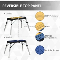 DURHAND 4 in 1 Portable Workbench, Folding Work Table, Scaffold, Dolly and Creeper with Adjustable Height and Reversible Top(m-7)