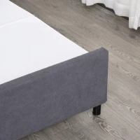 HOMCOM 2-In-1 Design Convertible Single Sofa Bed with Side Pocket and Metal Frame Couch for Living Room, Grey(m-14)