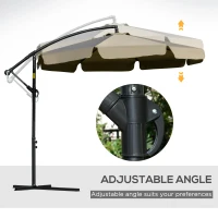 Outsunny 9' Offset Hanging Patio Umbrella, Cantilever Umbrella with Easy Tilt Adjustment, Cross Base and 8 Ribs for Backyard, Poolside, Lawn and Garden, Brown(m-5)