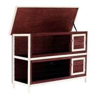 PawHut 54" 2-Story Weatherproof Stackable Elevated Wooden Rabbit Hutch with Enclosed Run and Pull-Out Trays