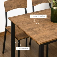 HOMCOM 5 Piece Modern Industrial Dining Table and Chairs Set for Small Space, kitchen, Dining room, Dark Walnut(m-6)