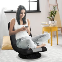 HOMCOM 360 Degree Swivel Video Gaming Chair, Folding Floor Sofa 5-Position Adjustable Lazy Chair, Grey(m-2)