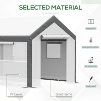 Outsunny 12' x 7' x 7' Greenhouse, Walk-in Outdoor Tunnel Green House with PE Cover, Steel Frame, 2 Roll-Up Zipper Doors & 4 Windows for Flowers, Vegetables, Tropical Plants, White/Dark Gray(m-4)