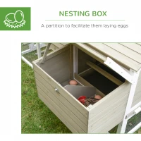 PawHut 66Inches Wooden Chicken Coop Outdoor Hen House Poultry Cage with Removable Tray Nesting Box, Grey(m-6)