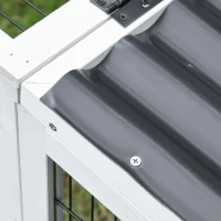 Pawhut Rabbit Hutch Duck Cage with Large Run Wooden Small Animal Cage Bunny House Tortoise Enclosure Indoor/Outdoor with Hinge roof and Water-Repellent Paint, Grey(m-9)