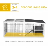 Pawhut Rabbit Hutch Duck Cage with Large Run Wooden Small Animal Cage Bunny House Tortoise Enclosure Indoor/Outdoor with Hinge roof and Water-Repellent Paint, Grey(m-4)