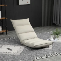 HOMCOM Foldable Floor Chair Gaming Sofa Couch Recliner with 5 Adjustable Positions, Padded Cushion, and Steel Frame for Meditation, Sleep, Reading, Watching, Cream White(m-8)