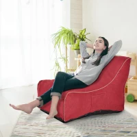 HOMCOM Bean Bag Chair, Stuffed Large Lounger for Indoors, Includes Washable Cover, Side Pockets and Backrest, for Kids and Adults, Wine Red(m-2)