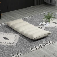 HOMCOM Foldable Floor Chair Gaming Sofa Couch Recliner with 5 Adjustable Positions, Padded Cushion, and Steel Frame for Meditation, Sleep, Reading, Watching, Cream White(m-2)