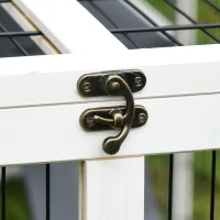 Pawhut Rabbit Hutch Duck Cage with Large Run Wooden Small Animal Cage Bunny House Tortoise Enclosure Indoor/Outdoor with Hinge roof and Water-Repellent Paint, Grey(m-8)