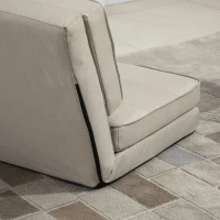 HOMCOM Convertible Flip Chair, Folding Upholstered Floor Sofa, Adjustable Guest Chaise Lounge, Dorm Bed with Metal Frame for Living Room and Bedroom, Gream White(m-12)