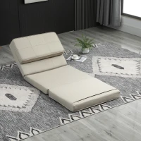 HOMCOM Convertible Flip Chair, Folding Upholstered Floor Sofa, Adjustable Guest Chaise Lounge, Dorm Bed with Metal Frame for Living Room and Bedroom, Gream White(m-2)