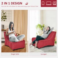HOMCOM Bean Bag Chair, Stuffed Large Lounger for Indoors, Includes Washable Cover, Side Pockets and Backrest, for Kids and Adults, Wine Red(m-5)