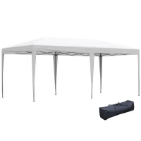 Outsunny 10' x 19' Outdoor Pop Up Party Tent Garden Easy Set Up Gazebo Canopy Market Event Sunshade White(m-2)