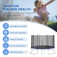Soozier 12ft Trampoline with Safety Enclosure Net and Non-Slip Ladder for Teens and Adults Indoor and Outdoor Use, Blue(m-7)