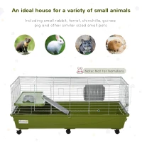 PawHut 47" Small Animal Cage Chinchilla Guinea Pig Hutch Pet House with Platform Ramp, Food Dish, Wheels, & Water Bottle(m-4)