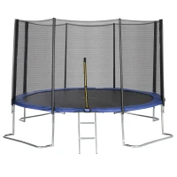 Soozier 12ft Trampoline with Safety Enclosure Net and Non-Slip Ladder for Teens and Adults Indoor and Outdoor Use, Blue(m-2)