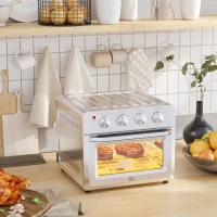 HOMCOM 7-in-1 Toaster Oven, 21 Qt 4-Slice Convection Oven with Warm, Broil, Toast, Bake Air Fryer Setting 60min Timer, Adjustable Thermostat, 3 Crust Shades, and 4 Accessories 1550W for Countertop(m-11)