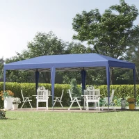 Outsunny 10' x 19' Outdoor Pop Up Party Tent Garden Easy Set Up Gazebo Canopy Market Event Sunshade Blue(m-1)