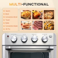 HOMCOM 7-in-1 Toaster Oven, 21 Qt 4-Slice Convection Oven with Warm, Broil, Toast, Bake Air Fryer Setting 60min Timer, Adjustable Thermostat, 3 Crust Shades, and 4 Accessories 1550W for Countertop(m-6)