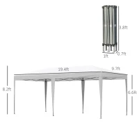 Outsunny 10' x 19' Outdoor Pop Up Party Tent Garden Easy Set Up Gazebo Canopy Market Event Sunshade White(m-3)