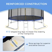 Soozier 12ft Trampoline with Safety Enclosure Net and Non-Slip Ladder for Teens and Adults Indoor and Outdoor Use, Blue(m-5)
