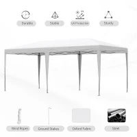 Outsunny 10' x 19' Outdoor Pop Up Party Tent Garden Easy Set Up Gazebo Canopy Market Event Sunshade White(m-4)