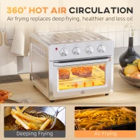 HOMCOM 7-in-1 Toaster Oven, 21 Qt 4-Slice Convection Oven with Warm, Broil, Toast, Bake Air Fryer Setting 60min Timer, Adjustable Thermostat, 3 Crust Shades, and 4 Accessories 1550W for Countertop(m-9)