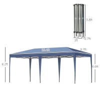 Outsunny 10' x 19' Outdoor Pop Up Party Tent Garden Easy Set Up Gazebo Canopy Market Event Sunshade Blue(m-3)