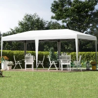 Outsunny 10' x 19' Outdoor Pop Up Party Tent Garden Easy Set Up Gazebo Canopy Market Event Sunshade White(m-1)