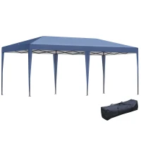 Outsunny 10' x 19' Outdoor Pop Up Party Tent Garden Easy Set Up Gazebo Canopy Market Event Sunshade Blue(m-2)