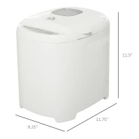 HOMCOM 2Lb Bread Maker, Non-Stick Bread Machine with Gluten Free Setting, 11 Menu, 2 Loaf Sizes, 3 Crust Colors, 13h Delay Timer, 1h Warming Function, 500W(m-3)