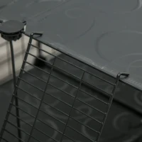 PawHut Pet Playpen with Door, Metal Mesh Cage with Mallet, Black(m-12)