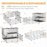 PawHut Pet Playpen with Door, Metal Mesh Cage with Mallet, Black(m-6)
