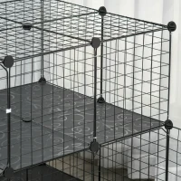 PawHut Pet Playpen with Door, Metal Mesh Cage with Mallet, Black(m-10)