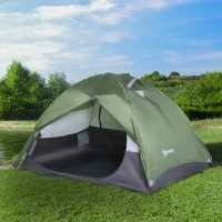 Outsunny 2 Person Camping Tent Dome Tent with Waterproof Polyester Rain Cover, 4 Mesh Windows for Air, & Carry Bag(m-2)