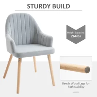 HOMCOM Velvet Dining Chairs Set of 2, Fabric Upholstered Leisure Accent Chairs with Solid Rubber Legs for Kitchen, Living Room, Bedroom, Grey(m-4)