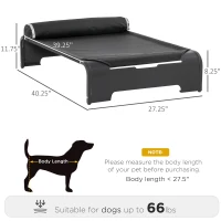 PawHut Elevated Dog Bed w/ Removable Pillow, Raised Pet Bed w/ Steel Frame & Breathable Mesh Fabric for Large Sized Dogs, Black(m-3)