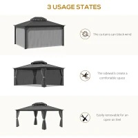 Outsunny 16' x 12' Hardtop Patio Gazebo, 2-Tier Galvanized Steel Roof, Grey - Elegant Shelter for Outdoor Living Spaces(m-5)