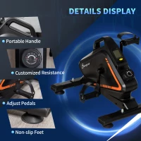 Soozier Under Desk Bike Pedal Exerciser Magnetic Mini Exercise Bike 5 Levels Adjustable Resistance Rehabilitation with LCD Display for Home/Office, Orange/Black(m-6)