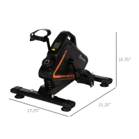 Soozier Under Desk Bike Pedal Exerciser Magnetic Mini Exercise Bike 5 Levels Adjustable Resistance Rehabilitation with LCD Display for Home/Office, Orange/Black(m-3)