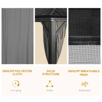 Outsunny 16' x 12' Hardtop Patio Gazebo, 2-Tier Galvanized Steel Roof, Grey - Elegant Shelter for Outdoor Living Spaces(m-4)