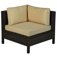 Outsunny Patio Furniture Set, 9 Piece Outdoor Sectional Sofa, All-Weather PE Rattan Wicker Conversation Set with Chairs, Ottoman, Loveseat, Coffee & Side Table, Cushions(m-6)