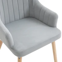 HOMCOM Velvet Dining Chairs Set of 2, Fabric Upholstered Leisure Accent Chairs with Solid Rubber Legs for Kitchen, Living Room, Bedroom, Grey(m-10)