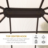 Outsunny 16' x 12' Hardtop Patio Gazebo, 2-Tier Galvanized Steel Roof, Grey - Elegant Shelter for Outdoor Living Spaces(m-7)